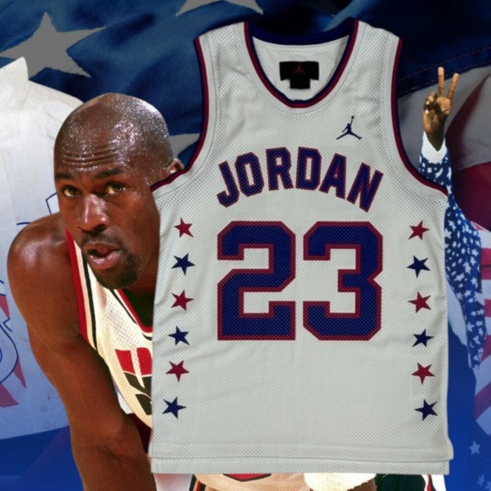 Air Michael Jordan Jumpman #23 White Olympics Mesh Sleeveless Basketball Jersey